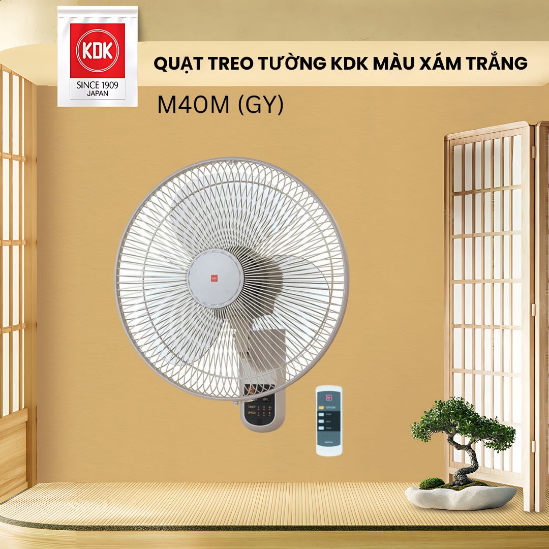 Quạt Nhật treo tường KDK M40M(GY) màu Xám - Bảo hành Chính hãng 2 năm