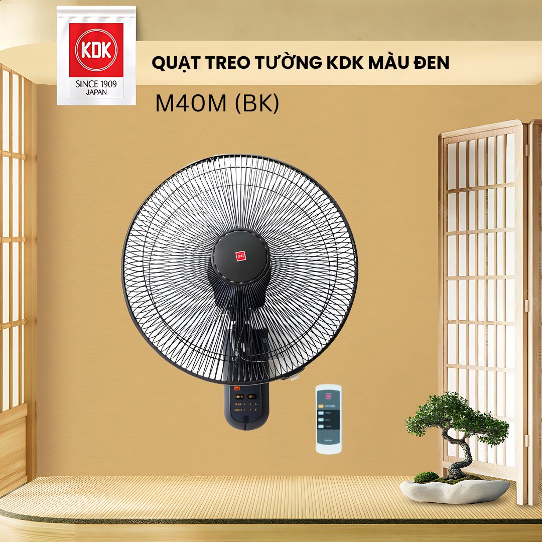 Quạt treo tường Nhật KDK M40M(BK) màu Đen - Bảo Hành Chính Hãng 2 Năm