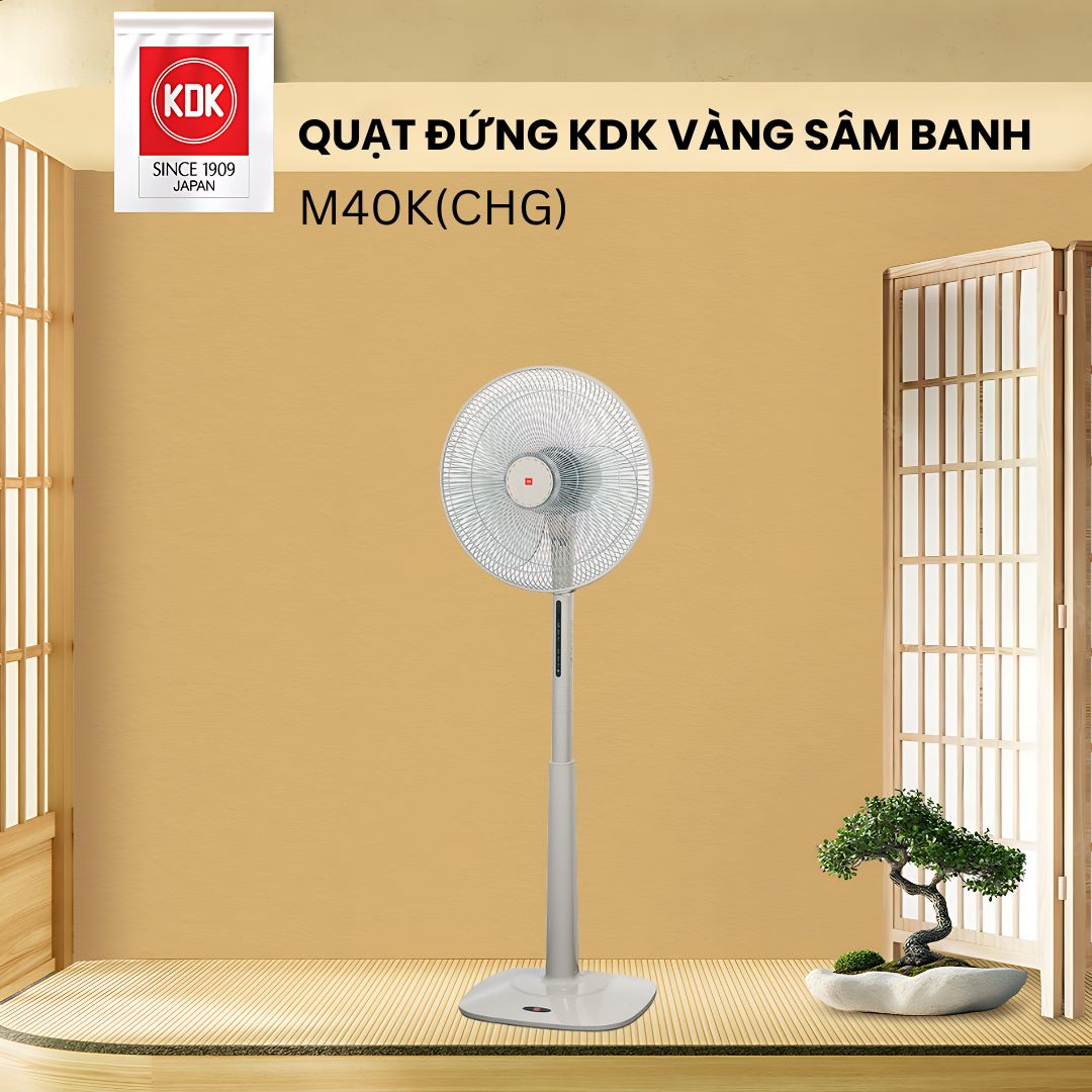 Quạt đứng Nhật tiết kiệm điện KDK M40K(CHG) 3 cánh (50W), màu Vàng sâm banh - B/H Chính Hãng 2 Năm